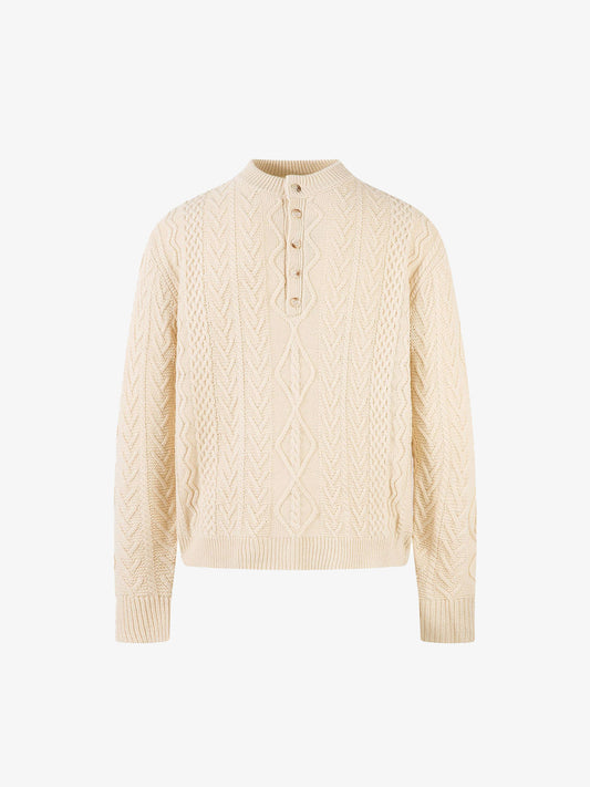 Elegant Cable Knit Sweater with Button Placket for Women 