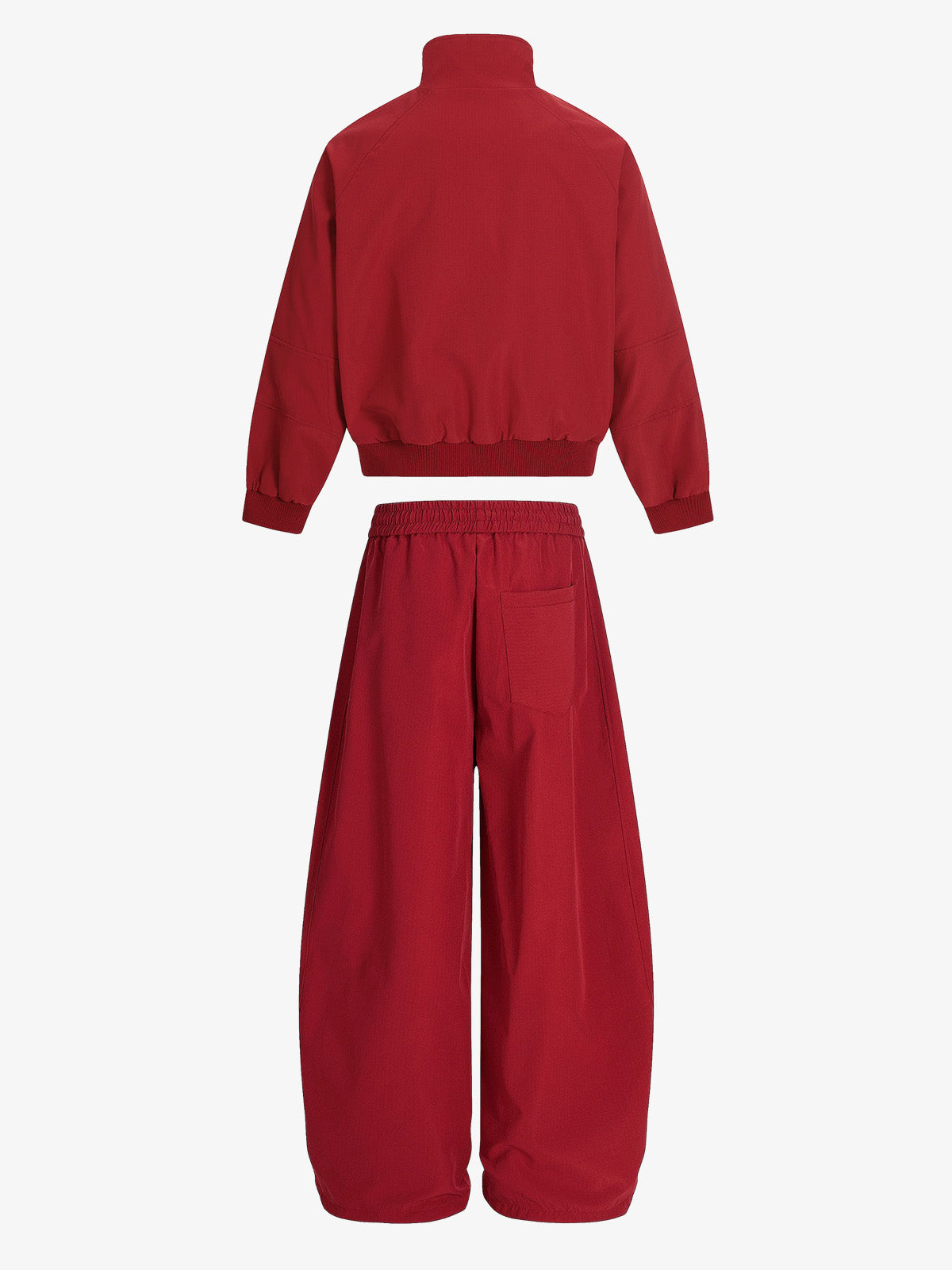 Cotton-Blend Track Suit Set with White Stripes - Oversized Zip-Up Jacket and Wide-Leg Pants?