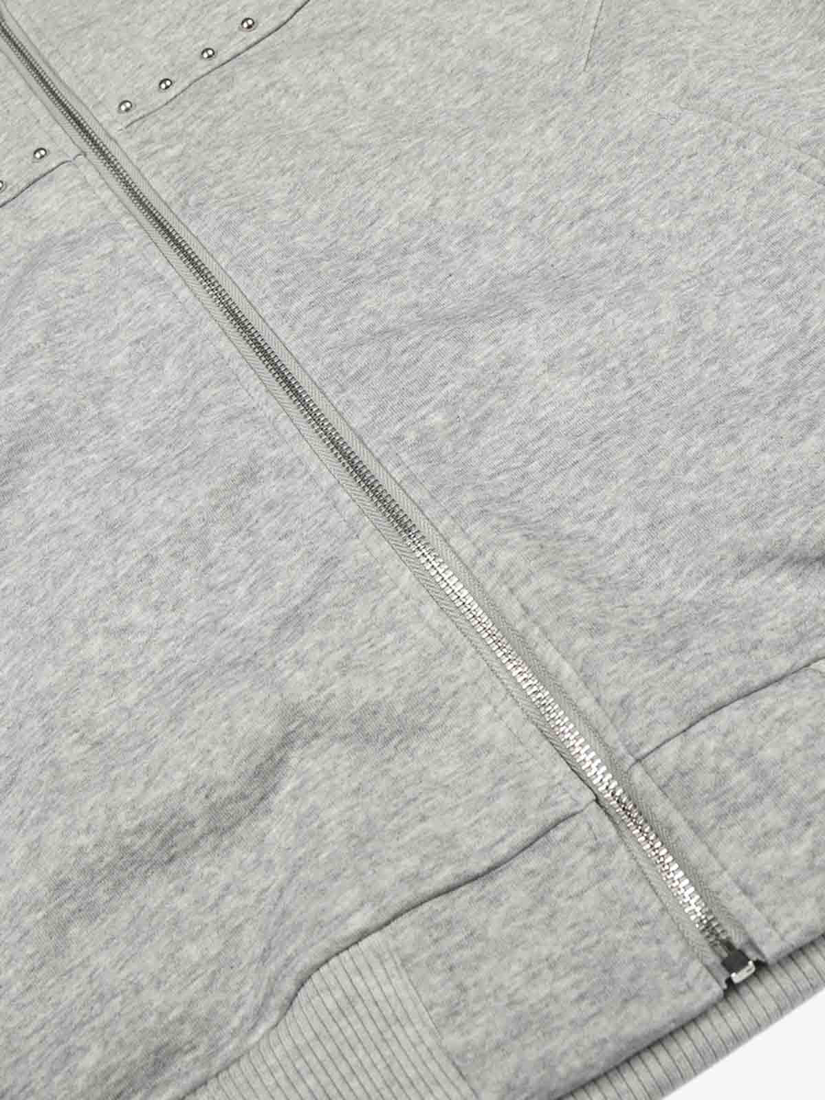 Rivet Detail Fleece Zip Up Hoodie