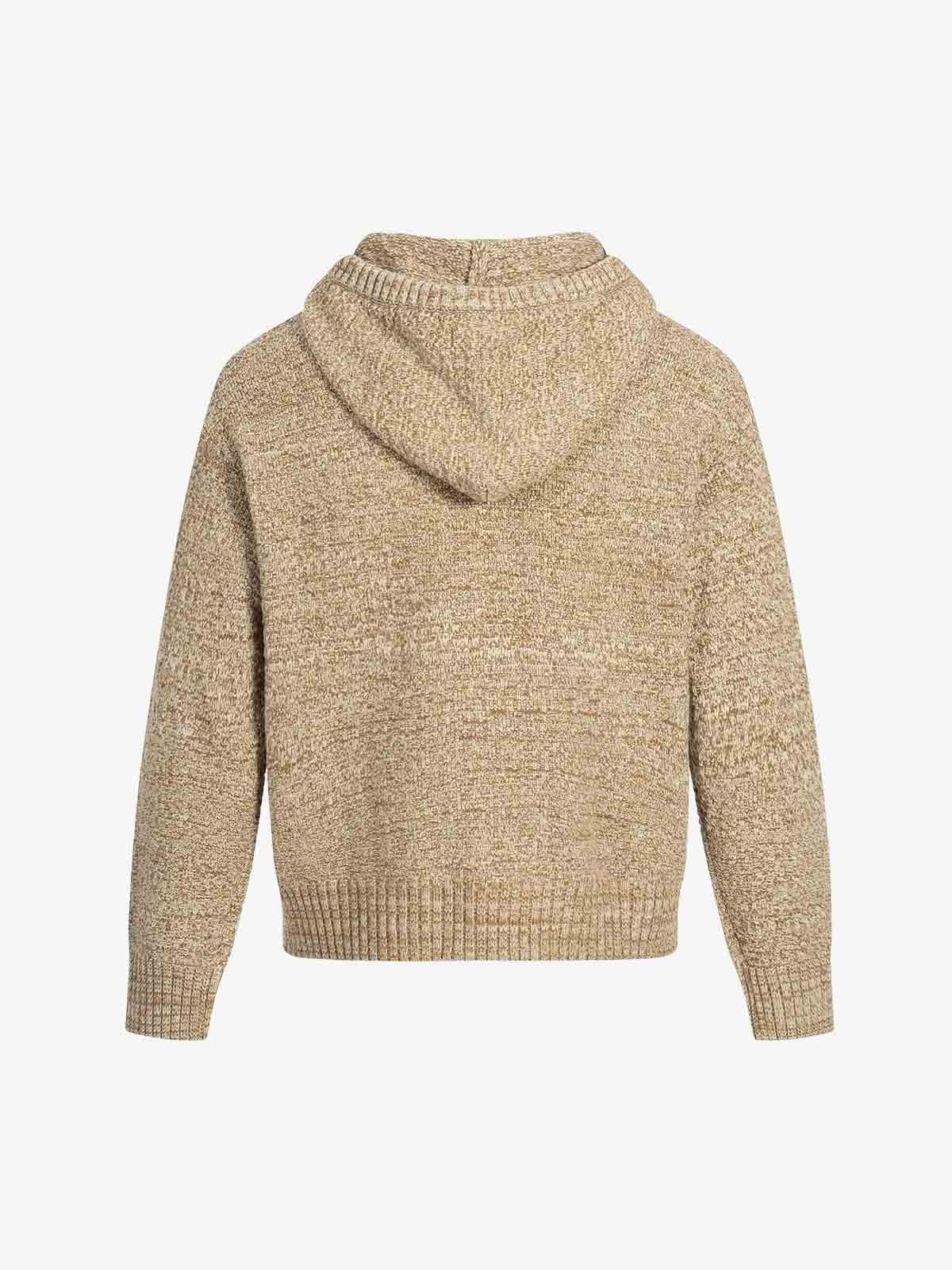 Relaxed Fit Knit Hooded Pullover Hoodie Sweater