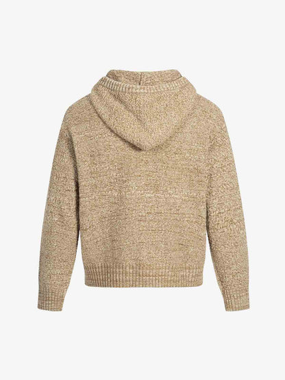 Relaxed Fit Knit Hooded Pullover Hoodie Sweater