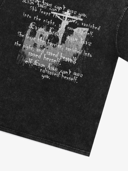 THE SUPERMADE  Vintage-Style Graphic T-Shirt with Inspirational Text and Cross Design 