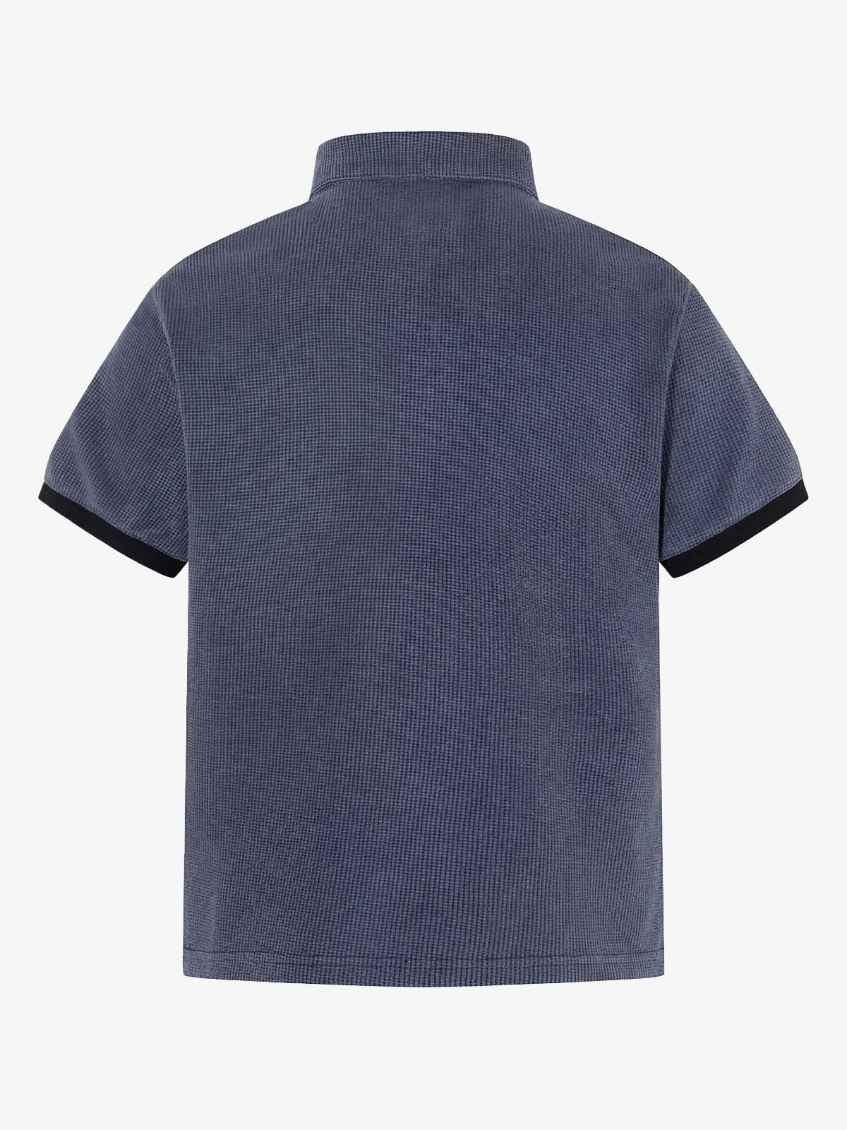 Cotton Blend Textured Polo Shirt with Red Embroidered Logo and Zipper Detail 