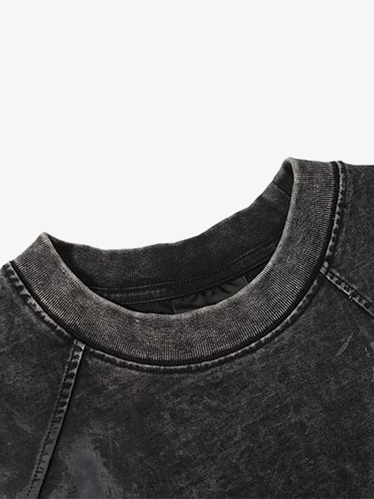 Denim Blend Oversized T-Shirt with Asymmetrical Hem and Patchwork Design?