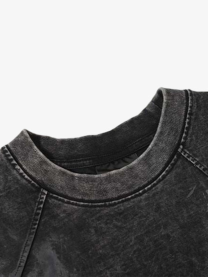 Denim Blend Oversized T-Shirt with Asymmetrical Hem and Patchwork Design?