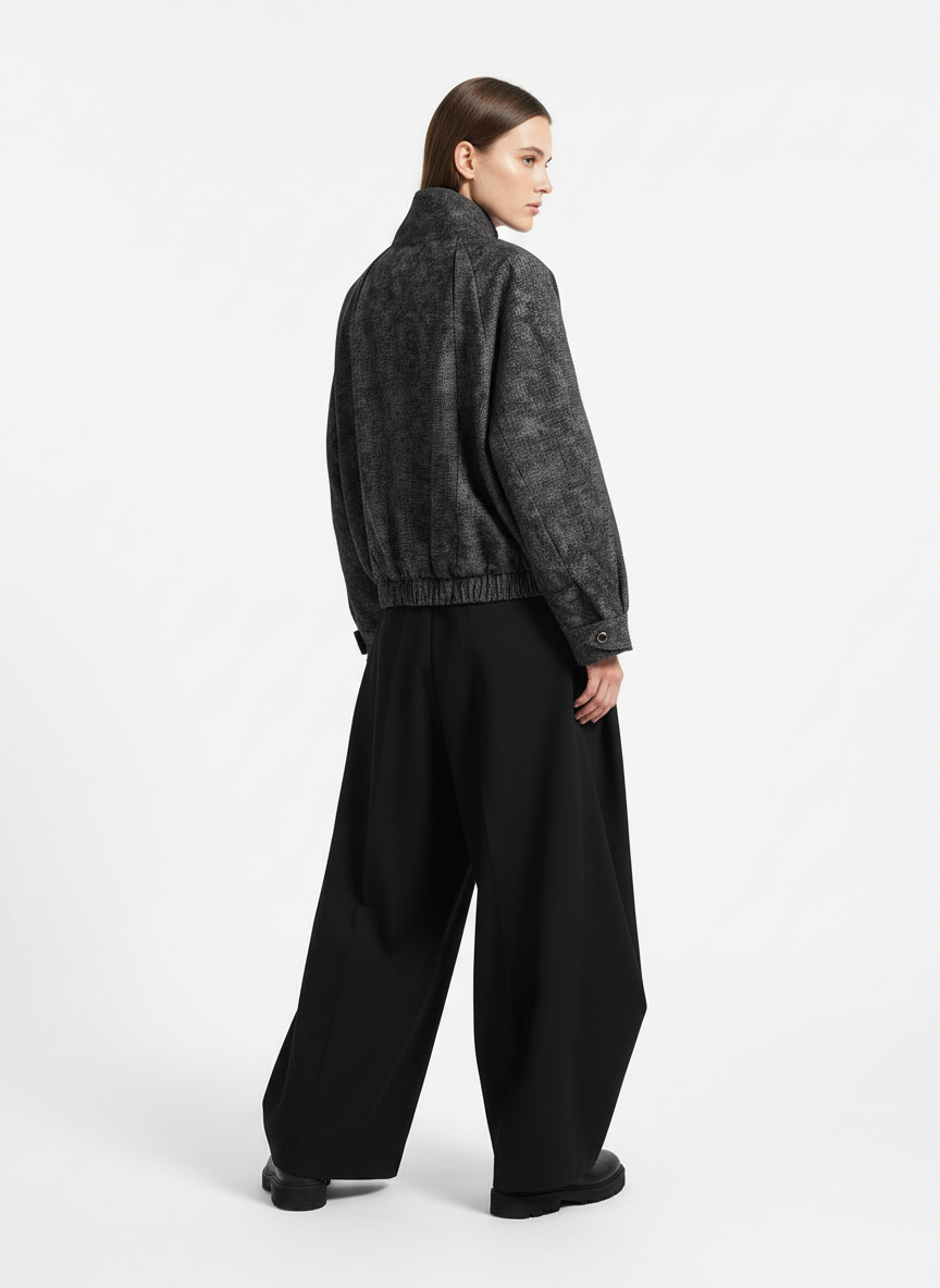 Dark Deconstructed Split Stand Collar Jacket