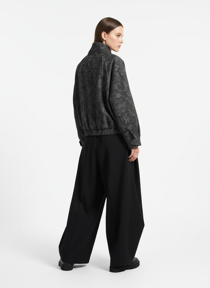 Dark Deconstructed Split Stand Collar Jacket