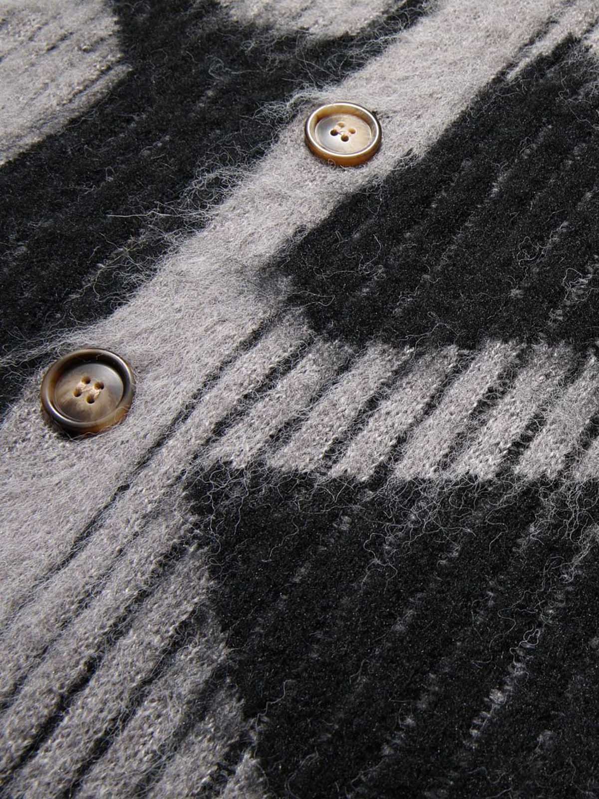 Knitted Fleece Cardigan Irregular Pattern Sweater 