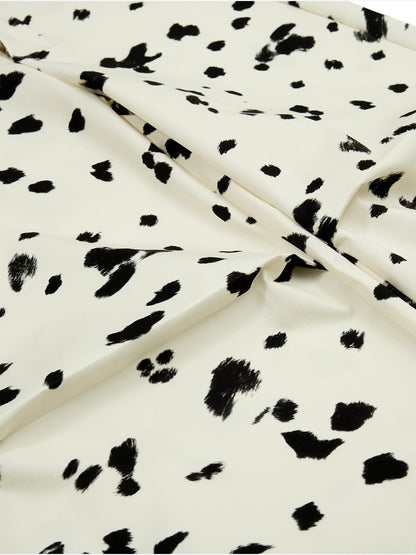 Cotton Blend Cow Print Wide Leg Trousers with Lace Trim?