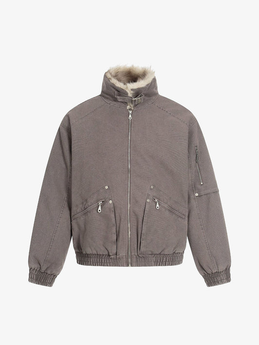 Stylish Winter Bomber Jacket with Faux Fur Collar - Perfect for Cold Weather 