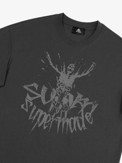 THE SUPERMADE TRENDY STREET OLD-FASHIONER SKULL PRINT T-SHIRT 