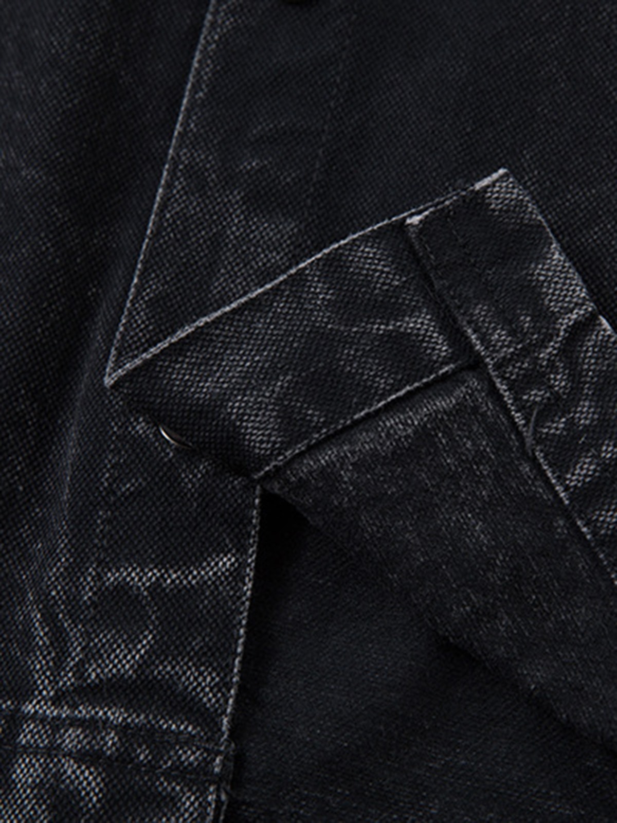 Rivet Deconstructed Split Stitching Denim Short-sleeved Shirt 