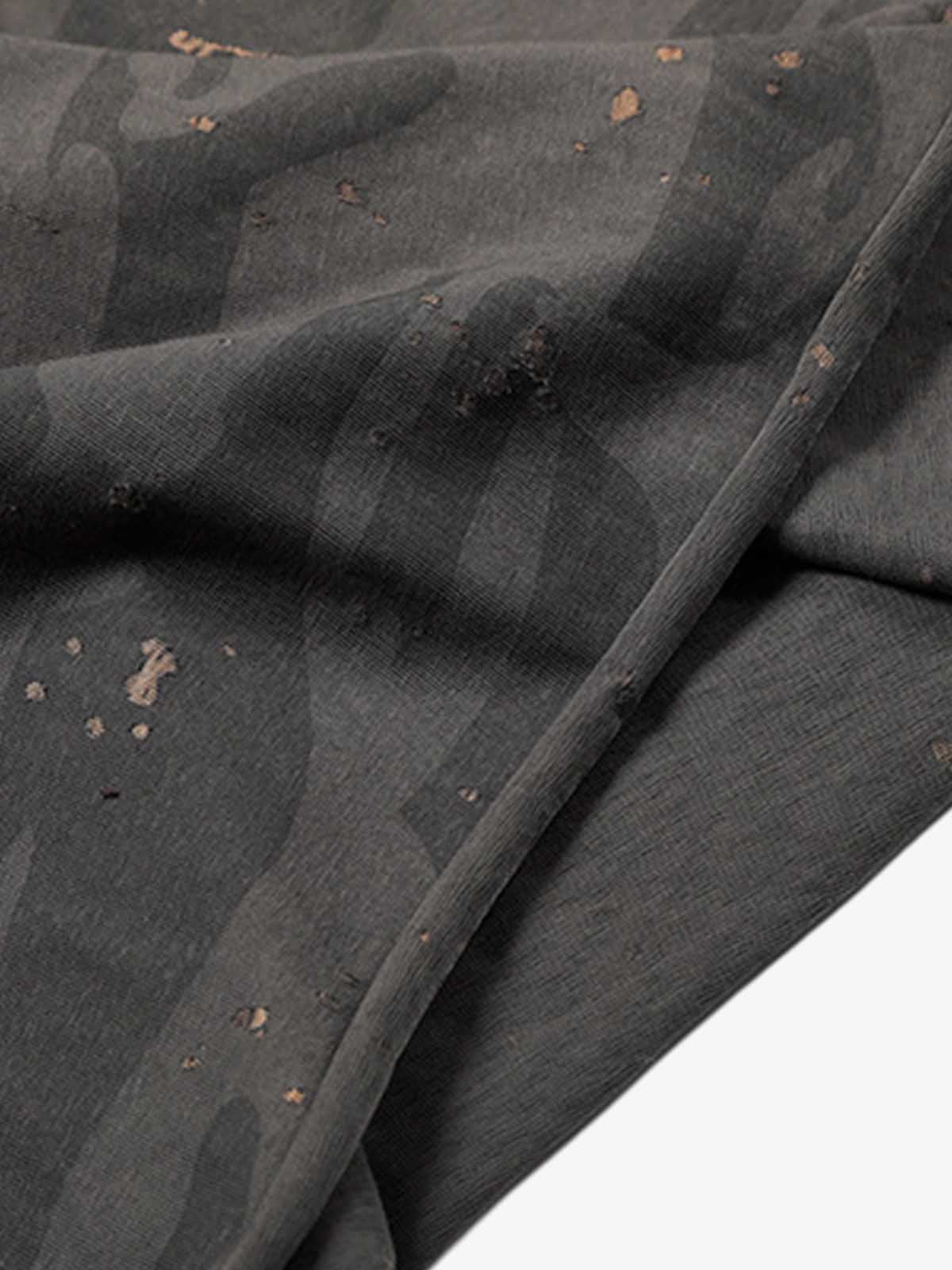 Cotton Blend Camouflage Long Sleeve Shirt with V-Neck and Embroidered Logo for Men and Women 