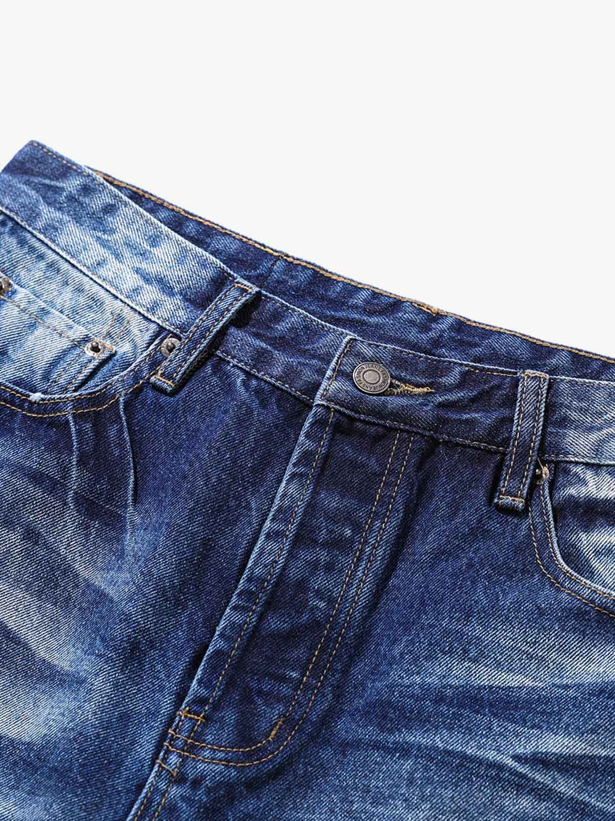 Washed Distressed Wrinkled Dyed Jeans 