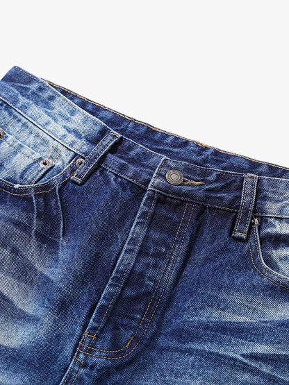 Washed Distressed Wrinkled Dyed Jeans 