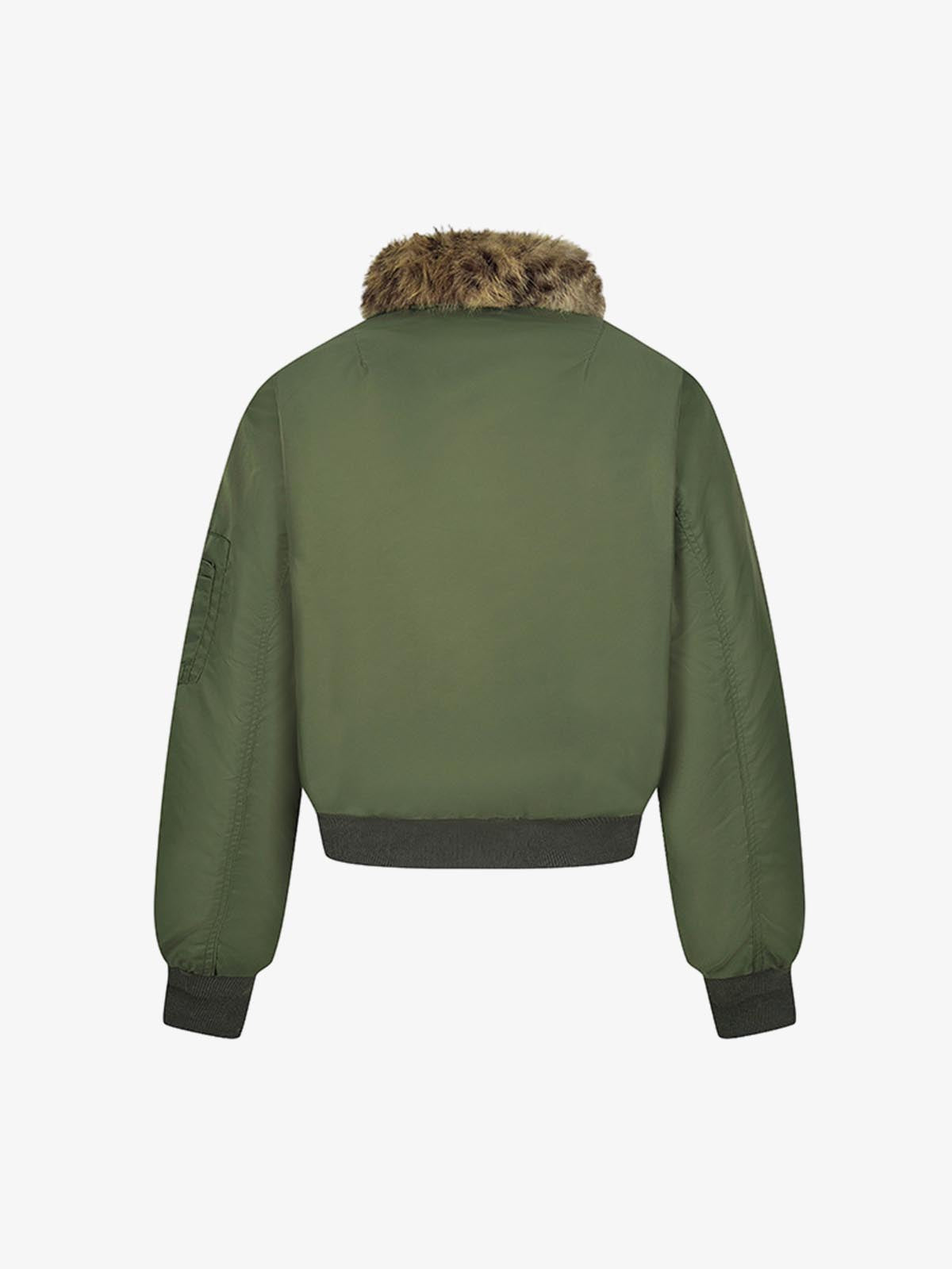 Winter Bomber Jacket with Leopard Fur Collar - Stylish and Warm for Men and Women 