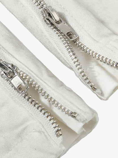 Cotton Blend Wide Leg Cargo Pants with Zipper Pockets and Utility Design?