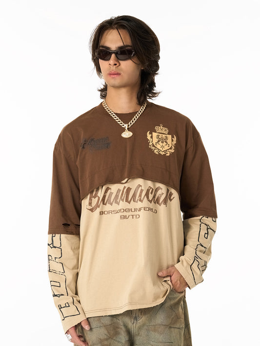 Stylish Long Sleeve Graphic Tee with Camouflage Pants Set for Men 