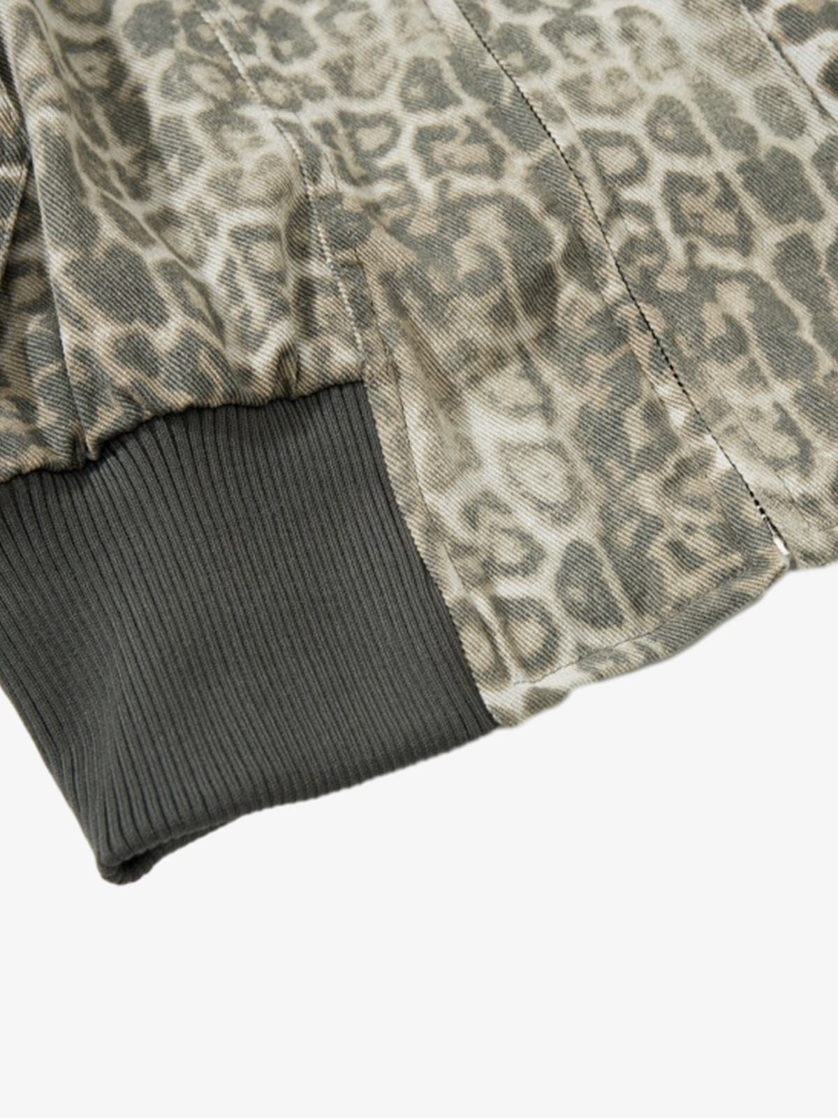 Vintage Leopard Print Bomber Jacket 