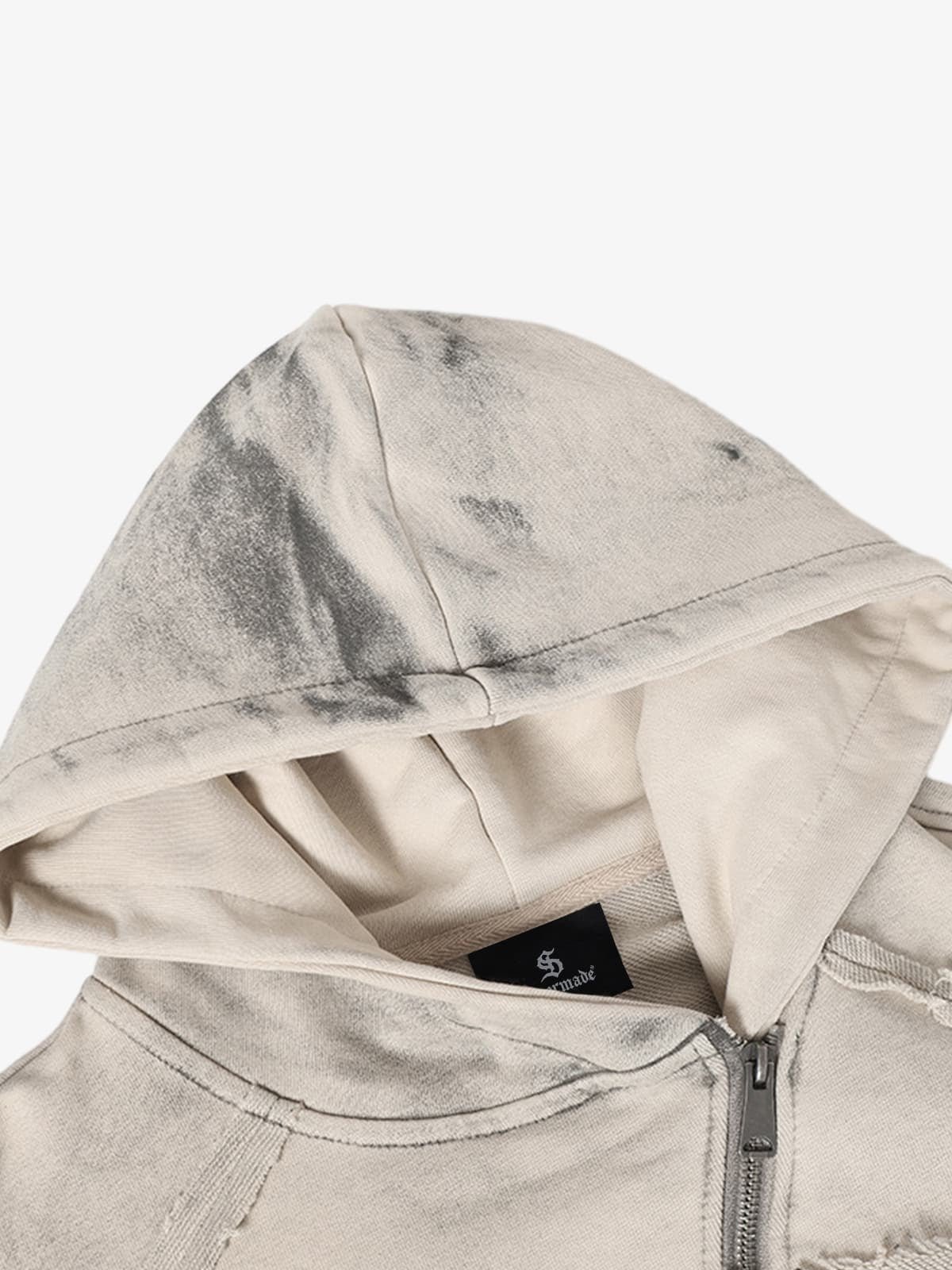 Retro Asymmetric Zip Up Deconstructed Hoodie 