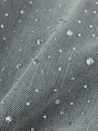 Sparkling Wide-Leg Denim Pants for Women - Stylish and Comfortable Everyday Wear 