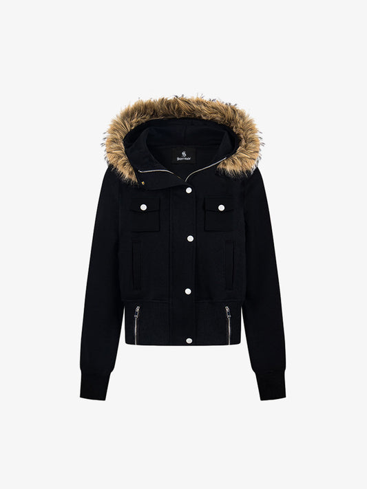 Stylish Hooded Jacket with Faux Fur Trim for Men and Women - Trendy Winter Outerwear 