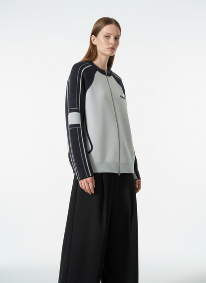 High Street Geometric Deconstruction Splicing Cardigan Sweater