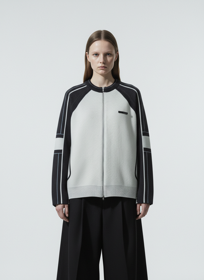 High Street Geometric Deconstruction Splicing Cardigan Sweater