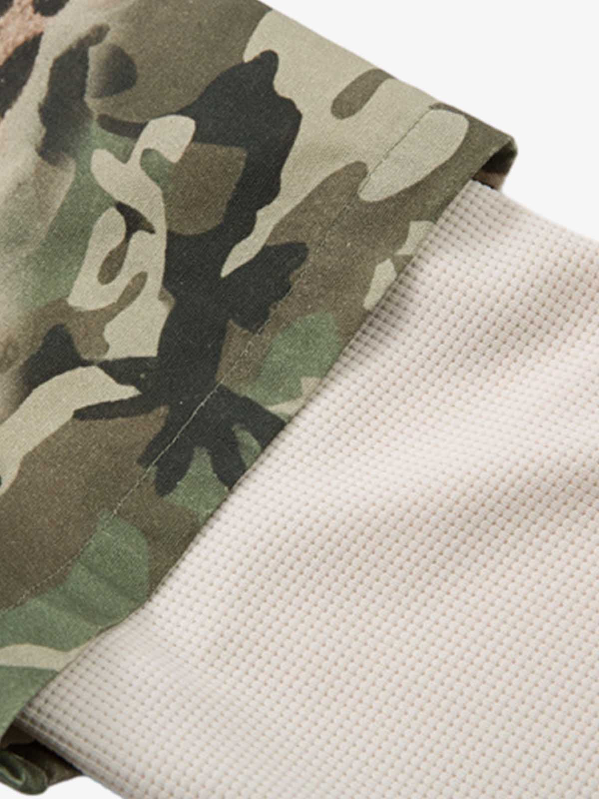 Cotton Camouflage Print Short Sleeve Shirt with Long Sleeve Layering Design?