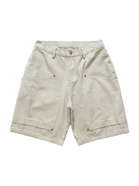 Retro Structured  Design Cargo Shorts 