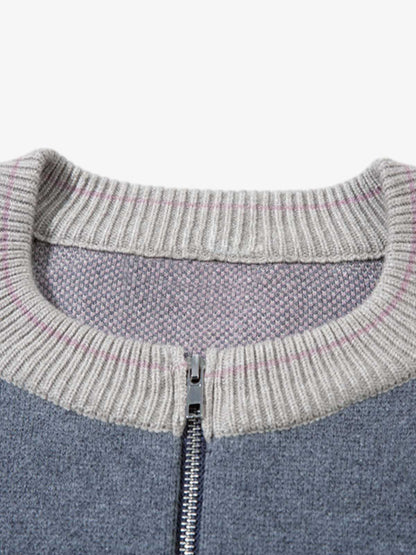 High Street Geometric Deconstruction Splicing Cardigan Sweater 