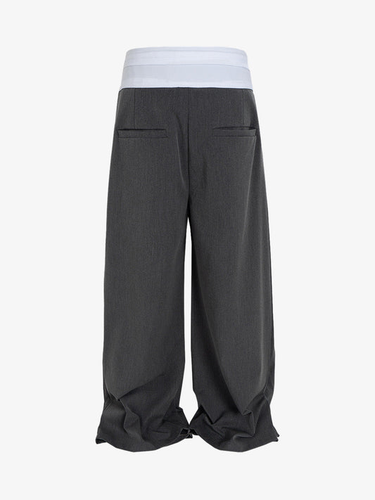 Stylish Wide-Leg Trousers with Unique Waistband Design for Modern Fashionistas 