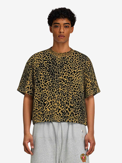 210G Cotton Leopard Print Oversized T-Shirt for Men Fashion Streetwear?