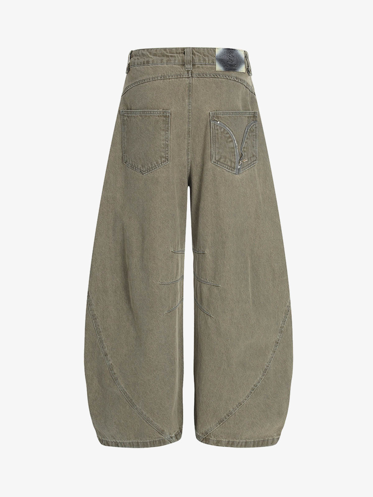 Olive Green Wide-Leg Cargo Pants with Oversized Pockets 