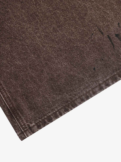 Retro Patchwork Washed Wide Leg Denim Jeans