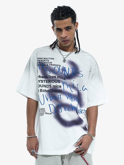 300G Cotton Spray-Marmot Distressed T-Shirt with Holes Urban Streetwear Graphic Tee?