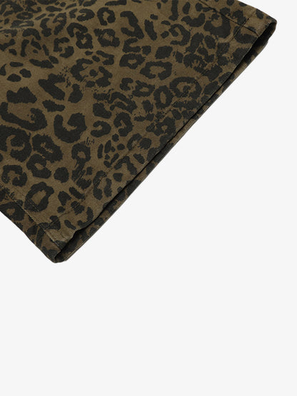 Cotton Leopard Print High-Waisted Wide-Leg Shorts for Women 
