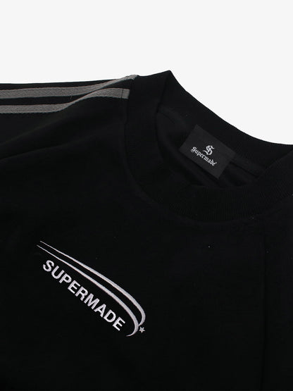 Cotton Blend Oversized Sport T-Shirt with Contrast Panels and Logo Print?