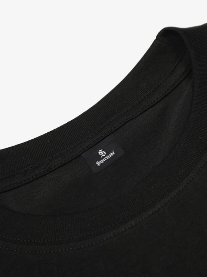 Cotton Blend Layered Sleeve Graphic T-Shirt with Star Print Design?