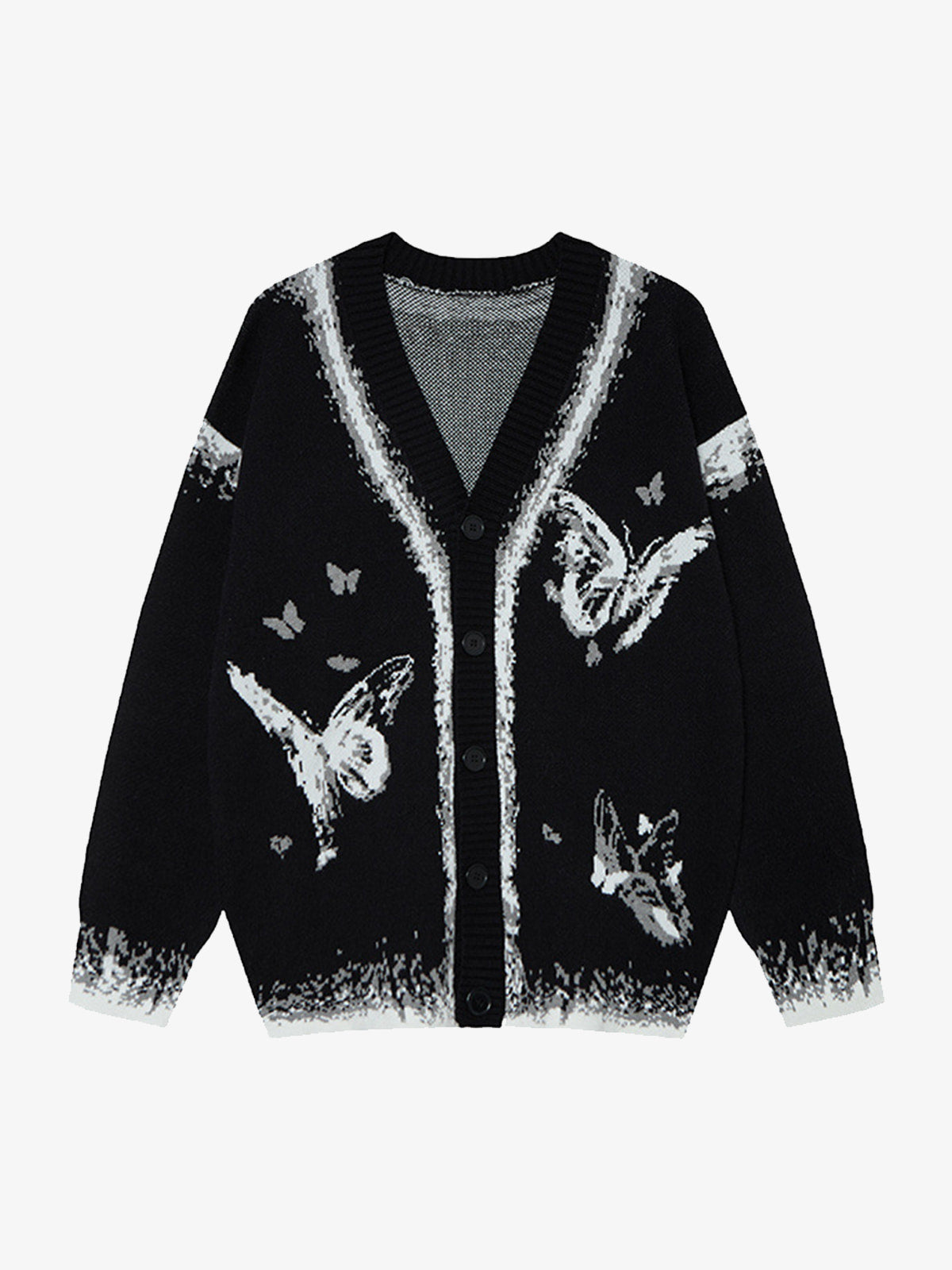 Retro Butterfly Gradient Knit Cardigan Sweater 