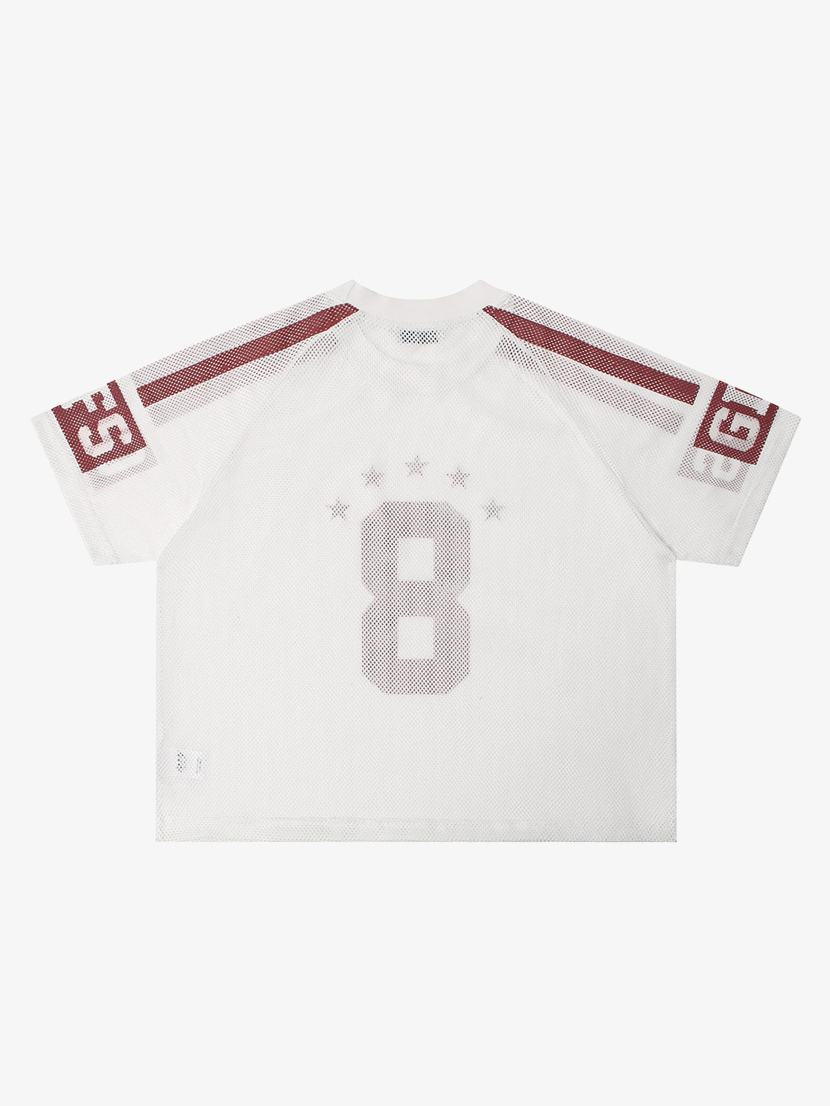 Mesh Jersey Number 8 Sports T-Shirt with Star Design and Sleeve Stripes 