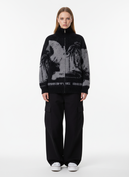 Street Subculture Angel Jacquard Cardigan Sweater