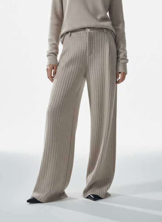 Retro Wool Blend Pleated Baggy Trousers