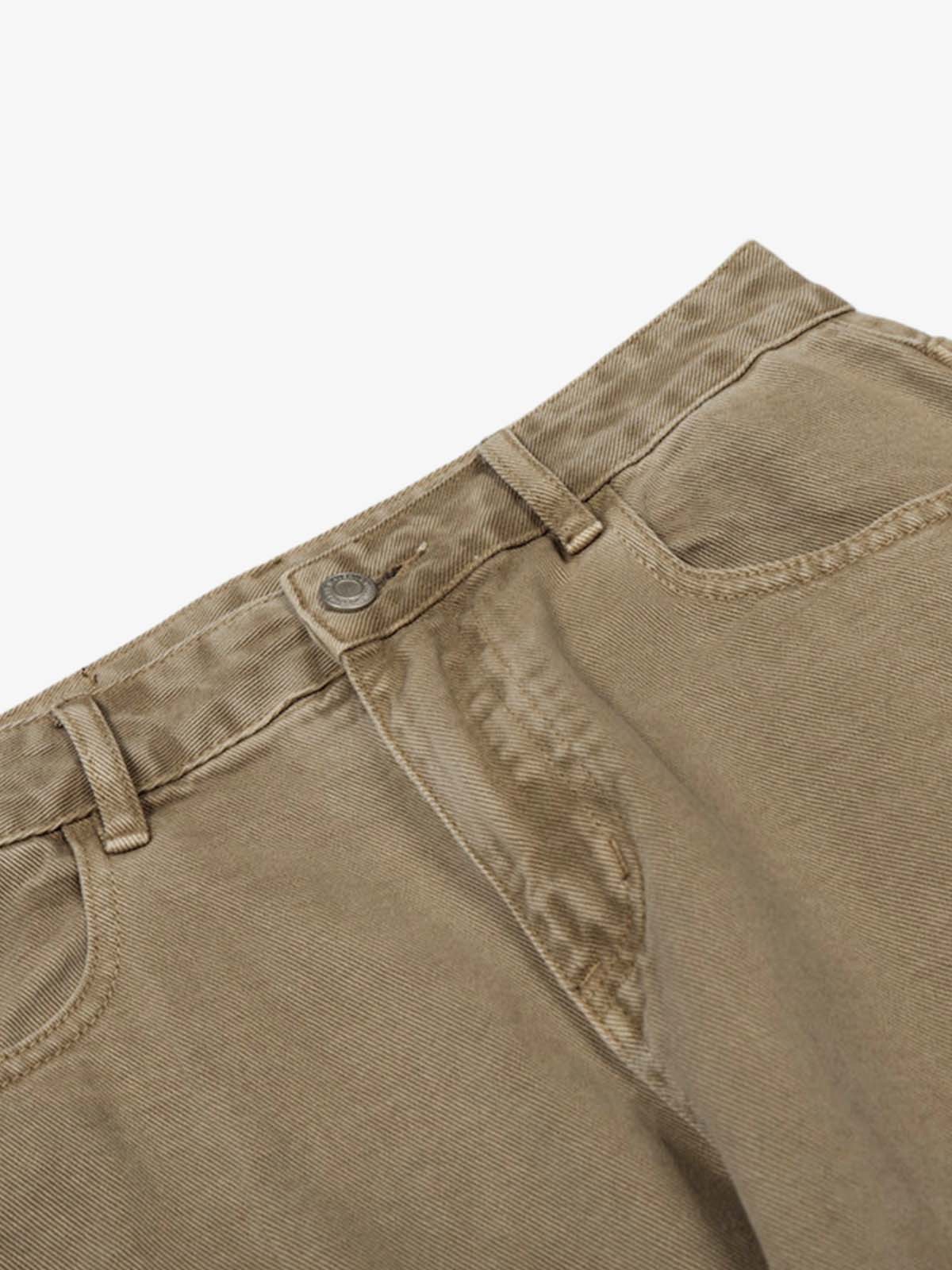 Olive Green Wide-Leg Cargo Pants with High Waist and Multiple Pockets 