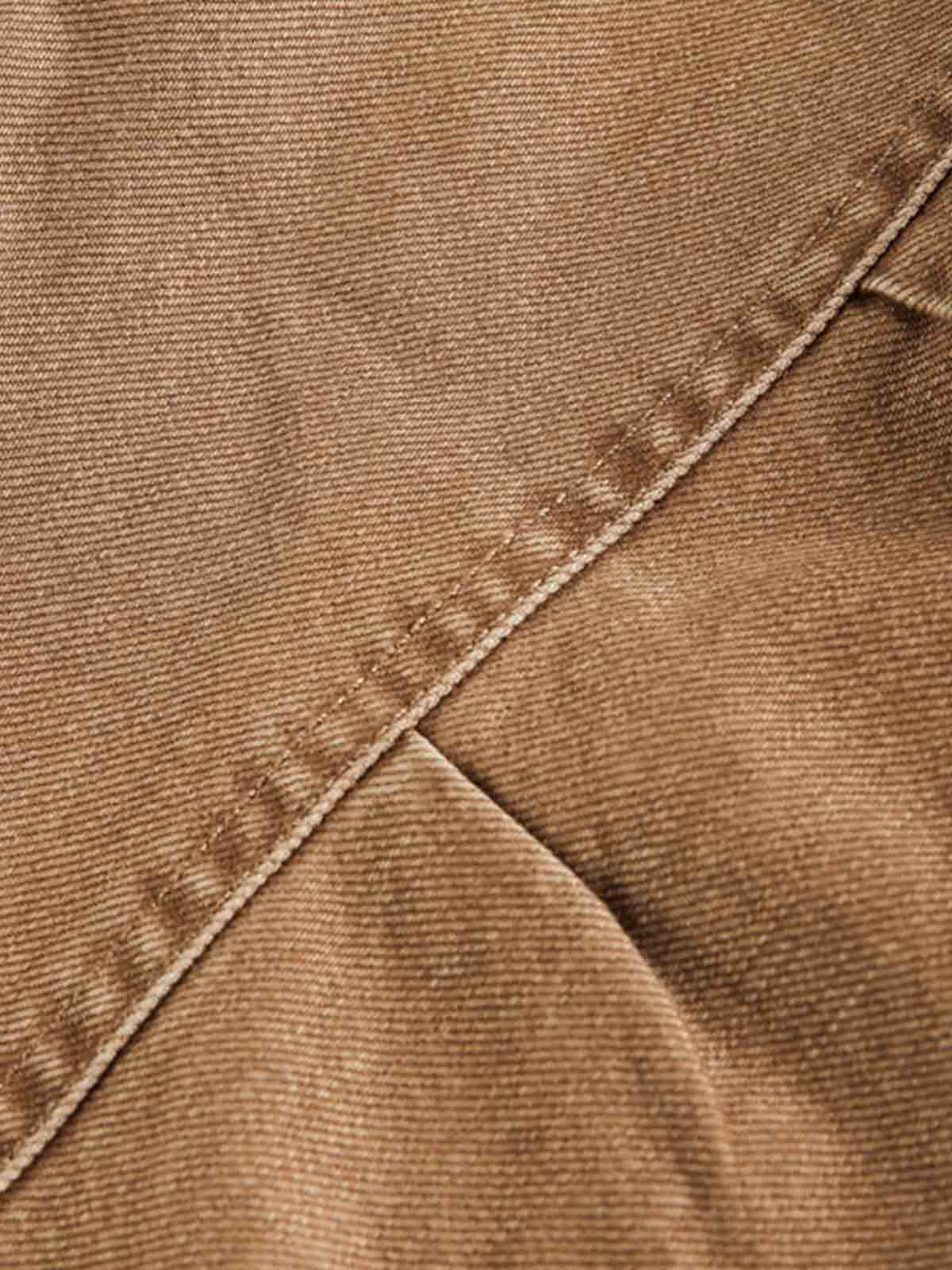 Leather Contrast Fold-Over Collar Multi Pocket Jacket