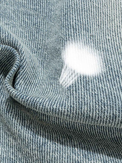 Light Wash Denim Wide Leg Cropped Pants High Waist Fashion Streetwear Style?