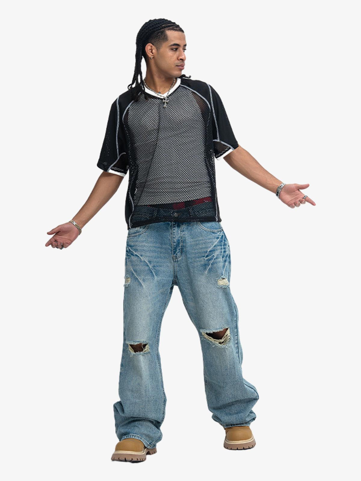 300G Jade Pattern Dyeing Mesh T-Shirt Breathable Quick-Dry Sports Tee for Men?