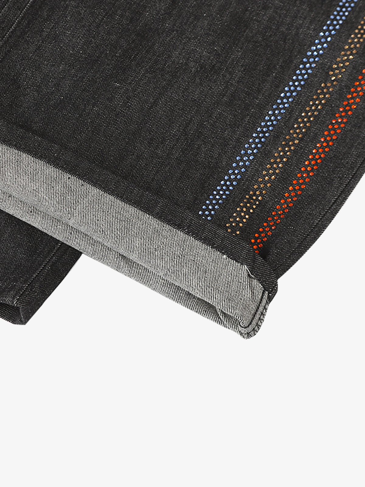 Stylish Wide-Leg Denim Pants with Rainbow Dot Embroidery for Women 