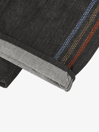 Stylish Wide-Leg Denim Pants with Rainbow Dot Embroidery for Women 