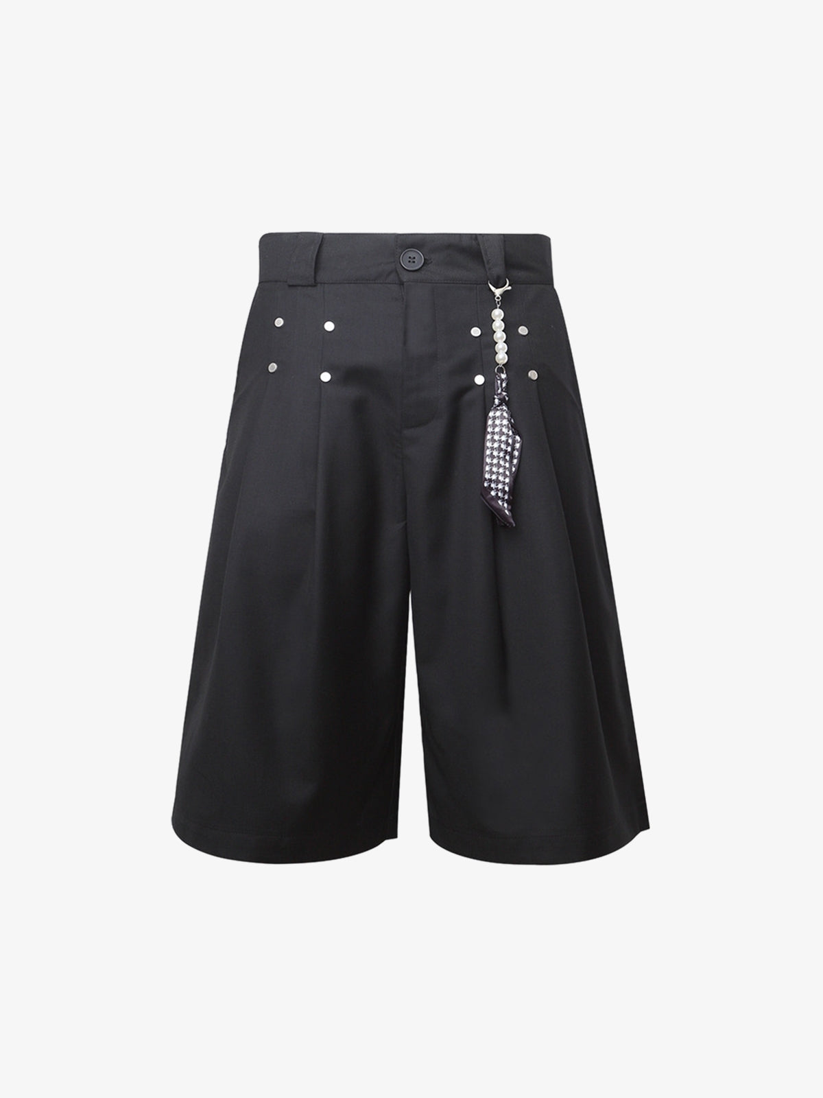 Pleated Design Pendant Decoration Baggy Shorts 